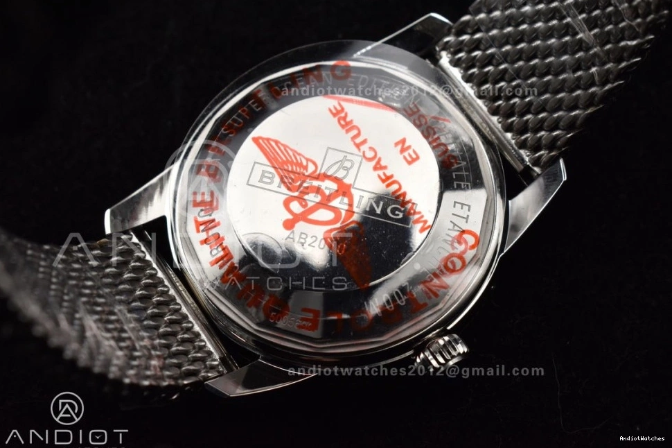 Ceramic BLSF SS Blue Dial and RG Blue II Bracelet Bezel A SuperOcean WaterResistant 1172 Mesh 42mm Heritage Bezel on 1213